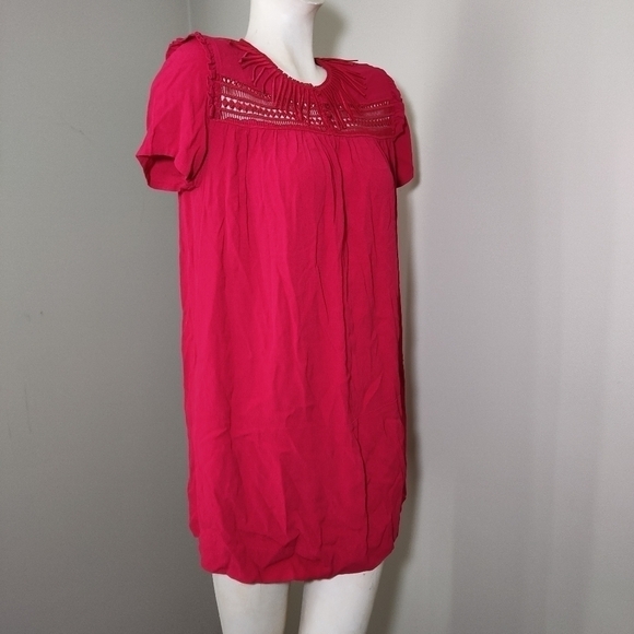 Maje Riseta Embellished Mini Dress Raspberry Red 2 - Picture 4 of 7
